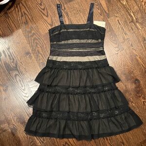 Michael Michael Kors Black Lace Tiered Cocktail Dress (Size 12) NWT